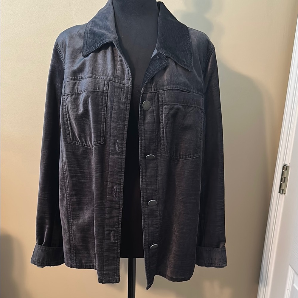 CAbi Charcoal Button-Up faux suede Jacket